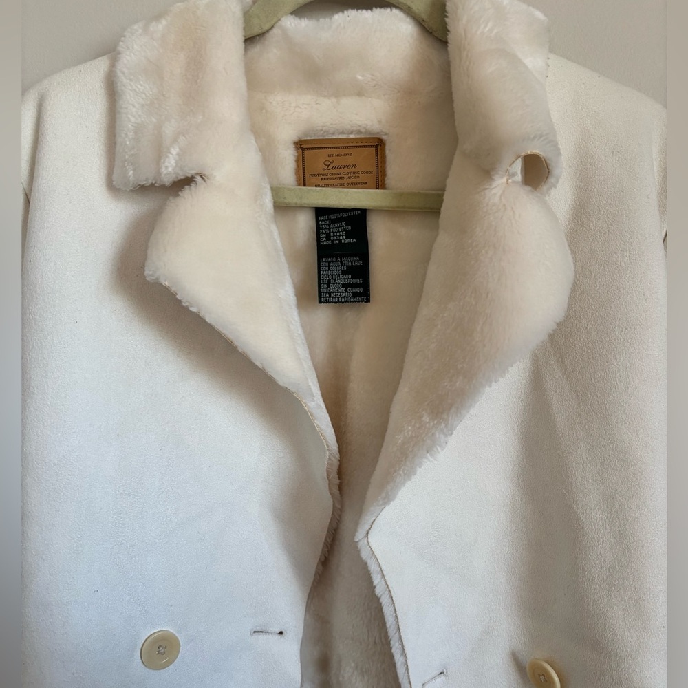 LAUREN BY RALPH LAUREN: Women's Faux Fur/Faux Suede White Jacket - Picture 2 of 6